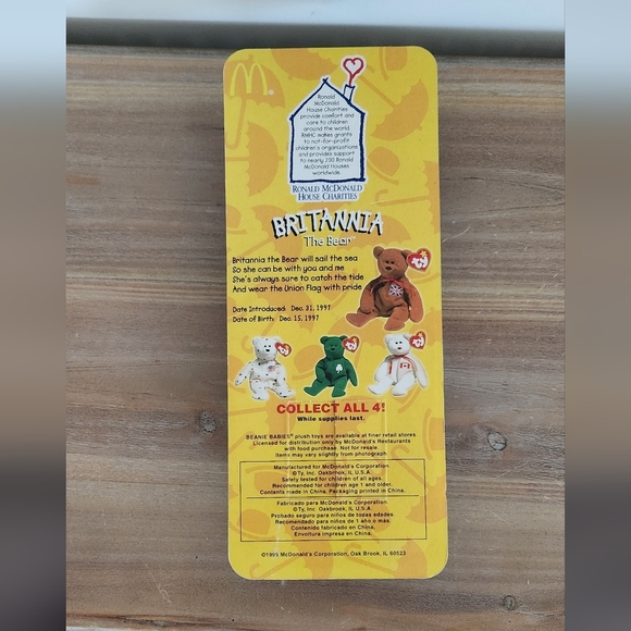 🧸 Ty Beanie Baby “Britannia” the Bear – McDonald’s Edition, England, 1999 - Picture 8 of 12